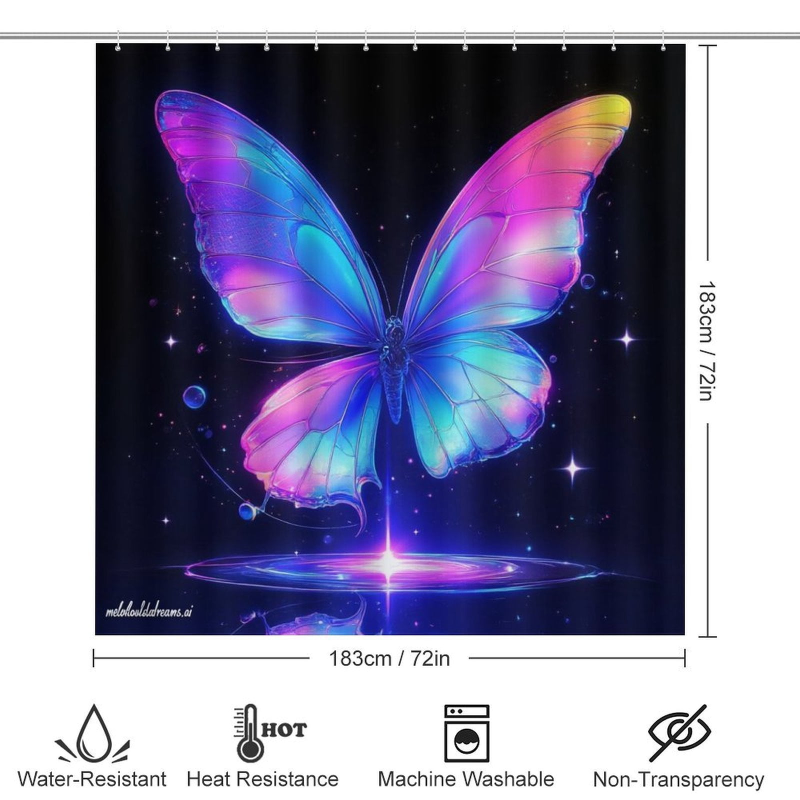 Dreamy Purple Butterfly Pattern (110)-2 Shower Curtain Set Modern Bathroom Decor Mats 4pcs Fabric Bathroom Curtain Slip Floor Rug Toilet Lid