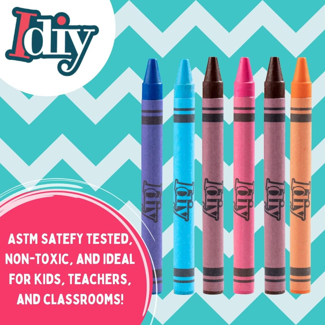 IDIY Individually Packaged Wrapped Boxes Wax Crayons (24 boxes of 12 colors, 288 pc total) -ASTM Safety Tested For Kids, Teachers, Bulk Art Classrooms, Back To School Supplies, Craft Project