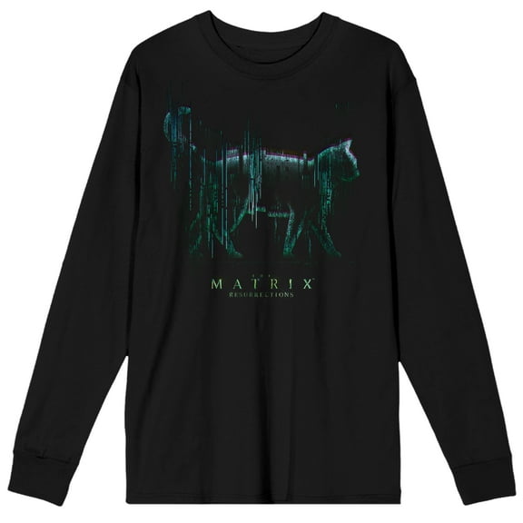 The Matrix Cat Logo Men's Black Long Sleeve Shirt-Small