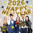 thumbnail image 3 of Banner de globos de Año Nuevo Wclliuchi 2026 negro y dorado x27, 3 of 6