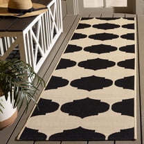 Safavieh Courtyard Elwyn Geometric Indoor/Outdoor Runner Rug, Beige/Black, 2'3" x 8'