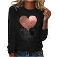 thumbnail image 2 of Tejiojio Heart Shaped Tops for Women Women's Valentine's Day Fashion Print Loose Comfortable Crew-neck Long Sleeve Tops, 2 of 5