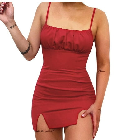

Dresses for Women 2022 Summer Dress Womens Fashion Holiday Summer Sexy Solid Color Sleeveless AdjustableLacing Slim Fit Dress Short Skirt Savings Clearance Deals Summer Dresses Maxi Dress Red S