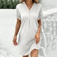 thumbnail image 2 of Women's Casual Summer Dress 2025 V Neck Short Sleeve Boho Mini T Shirt for Beach Work Outfits, 2 of 2