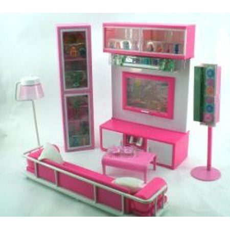 Pink Living Room Set Barbie Size With Couch Stereo And Tv Entertainment Pink Living Room Set Barbie Size With Couch Stereo And Tv Entertainment