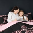 thumbnail image 5 of meiyoeat Cheetah Print Bowknot 7 Pieces Bedding Comforter Set For Girls,Pink Leopard Initial B Full Bedding Set For Kids,pink Reversible, 5 of 7