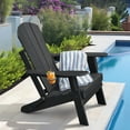 thumbnail image 2 of JP OUTDOOR Outdoor Folding HDPE Adirondack Chair, Patio Resin Adirondack Chair with Cup Holder,Black, 2 of 11
