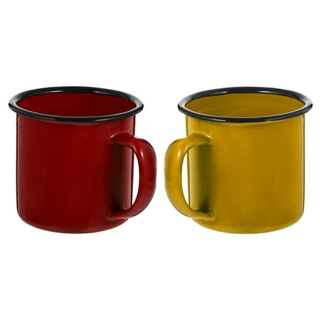 

NUOLUX 2pcs Enamel Water Mugs Vinatge Drinking Cups Household Coffee Mugs Milk Cups