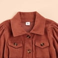 thumbnail image 5 of Toddler Girl Corduroy Jacket Coat Puff Long Sleeve Belted Dress Button Down Ruffle Hem Windbreaker, 5 of 7