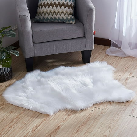 

CUH Faux Fur Carpets Decor Modern Mats Super Soft Cute Floor Rug Furry Sofa Home White 32*71 Inch