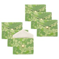 Uxcell 6 Pcs Jewelry Chinese Style Silk Purse Pouch Small Travel Jewelry Organizer Bags Embroidered Bag for Wedding, Green