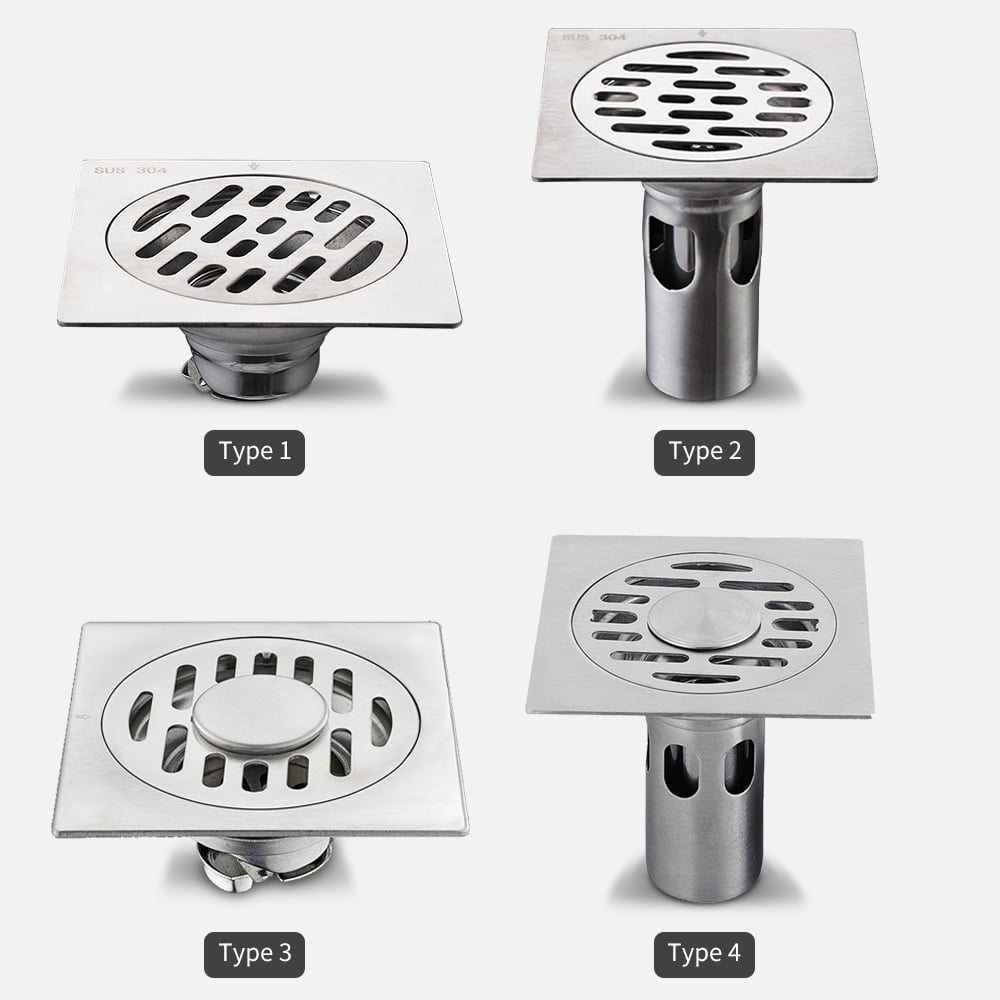 SHUGUANG Shower Drain with Removable Cover Stainless Steel Floor Drain Anti Odor Anti Clogging Shower Floor Drain Multipurpose Drainage Systems with Hair Strainer for Corner,50 Pipe Diameter