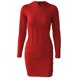thumbnail image 1 of Red S Minivestido ajustado a la cadera con cintura alta fruncido liso con cuello redondo y manga larga para mujer, 1 of 5