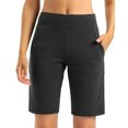 thumbnail image 5 of Stelle Women's 10" Athletic Bermuda Shorts Long Shorts with Pockets,High Waisted Casual Lounge Shorts Drawstring Workout Running Yoga Short Pants,S-XL Gray, 5 of 7