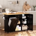 thumbnail image 3 of spanspace 48" Kitchen Island Cart with Drop Leaf , 10 Gallon Storage and Tilt Out Trash Can Cabinet , Portable Kitchen Island with Wheels Drawer and Adjustable Shelves for Kitchen, Black, 3 of 11