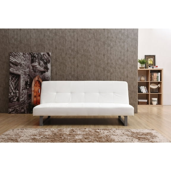 Glory Furniture Chroma Faux Leather Sleeper Sofa in White