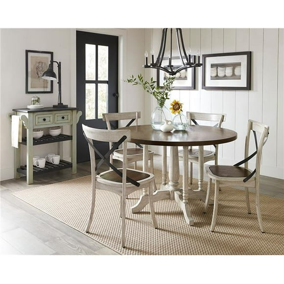 Progressive Furniture D547-61 Dining Room X-Back Dining Chair, White & Gingerbread - Set of 2