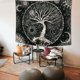 thumbnail image 2 of Tapiz del árbol de la vida, tapiz psicodélico para colgar en la pared con luna y sol negro, 2 of 5