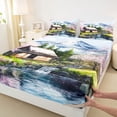 thumbnail image 3 of Homewish Japanese Cabin Full Size Sheets,Japanese Fuji Mountain Bed Sheets,Pink Cherry Blossom Sheet Sets For Kids,Luxury Bedroom Decor,4pcs, 3 of 7