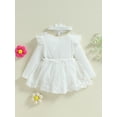 thumbnail image 6 of Hirigin Newborn Baby Girl Lace Romper Dress Long Sleeve Ruffle Mesh Tutu Dress 0 3 6 12 18 Months Cute Jumpsuits with Headband, 6 of 8