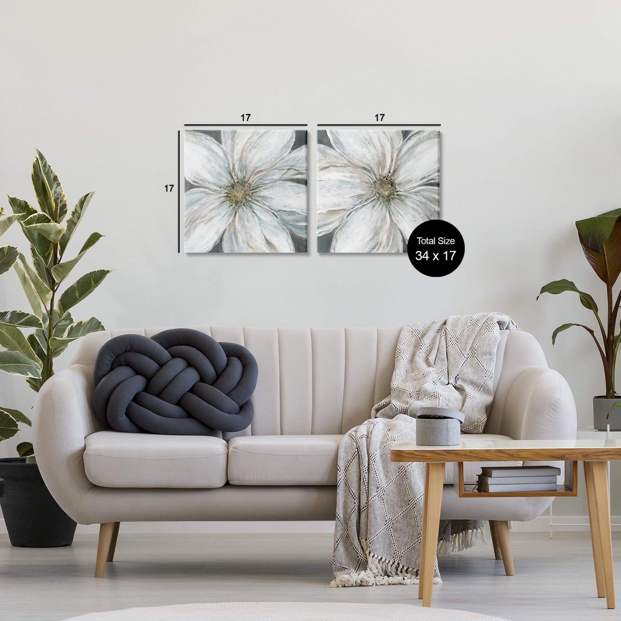 Stupell Industries Soft White Blossoms Closeup 2 Piece Canvas Wall Art Set, design by Carol Robinson