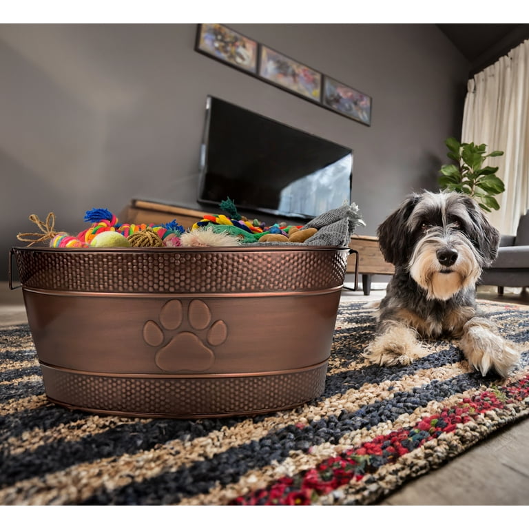 BREKX Dog Toy Storage Container Box, Pet Basket Organizer Holder