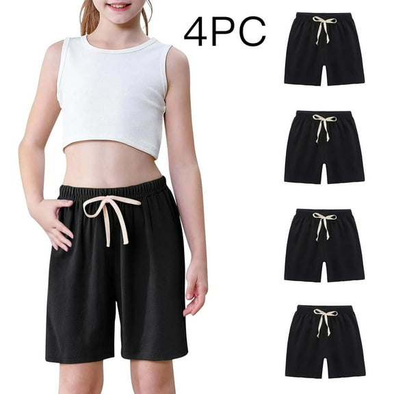 Dgankt Girls Clothes 4 Pack Youth Girls Athletic Shorts Quick Dry Active Shorts Big Girl Summer Sports Shorts for Running Dance Yoga on Clearance