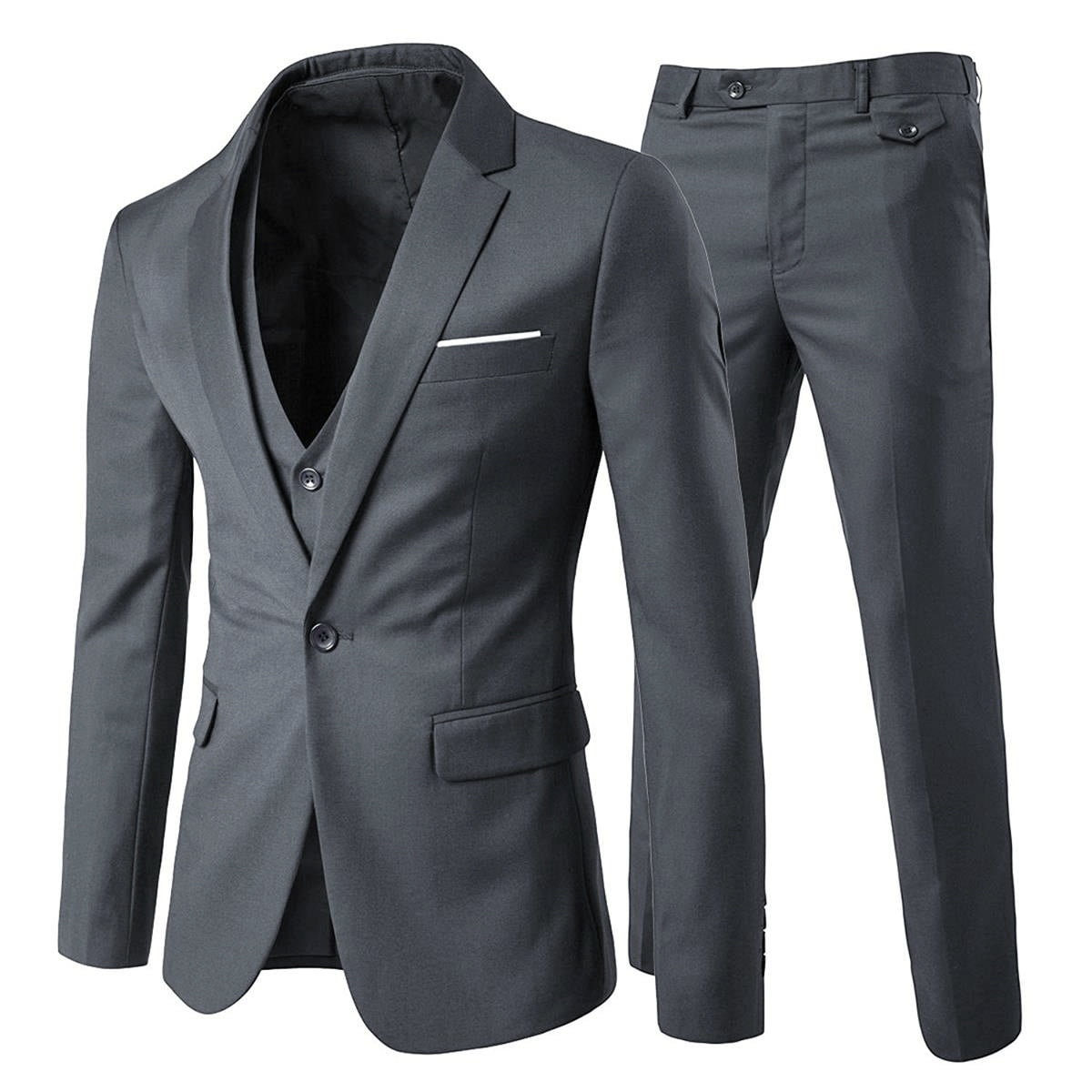 Cloudstyle Men's Slim Fit 3 Piece Suit One Button Business Wedding Prom ...