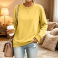 thumbnail image 2 of UDAUDU Sweatshirt for Women Fall Winter Casual Fleece Crewneck Oversized Sweatshirt Loose Fit Comfy Long Sleeve Comfortable Soft Pullover Tops Yellow XL, 2 of 8