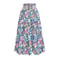 thumbnail image 6 of Floral Midi Skirt for Women Summer Comfy Tiered Elastic High Waisted Skirts Vacation A-Line Flowy Swing Long Skirts Sky Blue L, 6 of 6