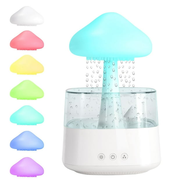 Cloud Rain Humidifier Water Drop 450ml Aromatherapy Oil Diffuser With 7 Colors LED Lights Night Light Diffuser For Bedroom Home Gripe Water Night And Day Portable Mini Humidifiers Small Room with