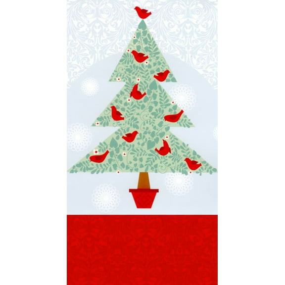 Evergreen Guest Napkin, Winter Cardinals