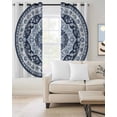 thumbnail image 2 of Southwestern Navy Blue Blackout Curtains for Bedroom/Living Room, Thermal Insulated Kitchen Curtains, Boho Ethnic Geometric Floral Grommet Darkening Window Treatment Drapes 27.5"x39"x2, 2 of 8