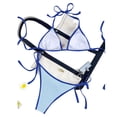 thumbnail image 5 of Stamzod Triangle Bikini Sets for Women Two Piece Drawstring Bathing Suits High Cut Cheeky Swimsuit Summer Beach Swimwear Light Blue-1 L, 5 of 5