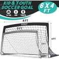 thumbnail image 2 of Kid Soccer Goal for Backyard 6x4FT Large Portable Soccer Net Folding Practice Training Equipment with Carrying Bag for Outdoor Black, 2 of 8