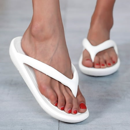 

〖Yilirongyumm〗 White 37 Slippers For Women Couple s Summer Clip Toe Large Flat Beach Slippers