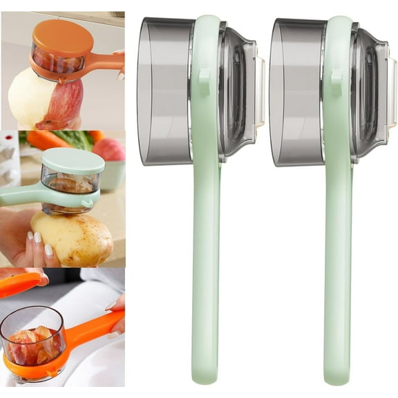 Peeling Knife With Storage Box, Fruit And Vegetable Peeler With Container, Double-Sided Stainless Steel Multi-Function Peeler For Home Kitchen (E-2pcs Green)