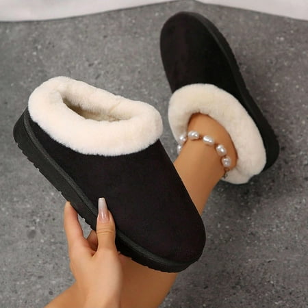 Women s Soft Comfortable Flat Snow Boots Velvet Fur Side Indoor Outdoor Winter Slippers Cotton Shoes 2026