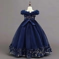 thumbnail image 6 of JAJAHO Girls Sequin Dresses Sparkly Tulle Birthday Princess Party Dress Fuzzy Trim Maxi Ball Gown Flower Girl Dress For Wedding Party Prom 3-12Y, 6 of 9