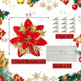 thumbnail image 4 of 24 Pieces 5.5 Inch Christmas Poinsettia Flower Christmas Glitter Artificial Flower with Clips and Sticks Xmas Tree Ornament for Home Wreath Garland Party Decor, 4 of 7