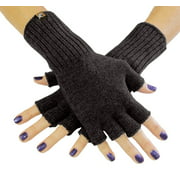 Knit Fingerless Gloves, Merino Wool, Small, Black