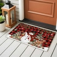 thumbnail image 4 of Entryway Rug 2'x3', Christmas Snowman Small Rug for Kitchen Bathroom Door Mat Indoor Entrance, Xmas Snowflake Elk Tree Balls Red Plaid Non-Slip Area Rugs Floor Mats Carpet Front Door Rugs, 4 of 8