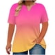 thumbnail image 1 of Mujeres Tops Casual V-Cuello Impreso Oversized Mangas Cortas Camiseta Top, Poliéster Verano Primavera, 1 of 5