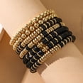 thumbnail image 5 of AEXTO Heishi Clay Bead Bracelets for Women Bohemian Stackable Gold Beaded Stretch Bracelets Elastic Layering Friendship Bracelets Set Boho Jewelry, 5 of 11