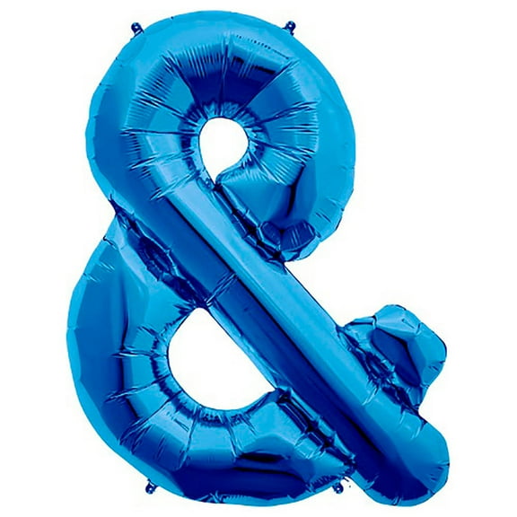 34 inch Ampersand - Blue Foil Mylar Balloon - Party Supplies Decorations