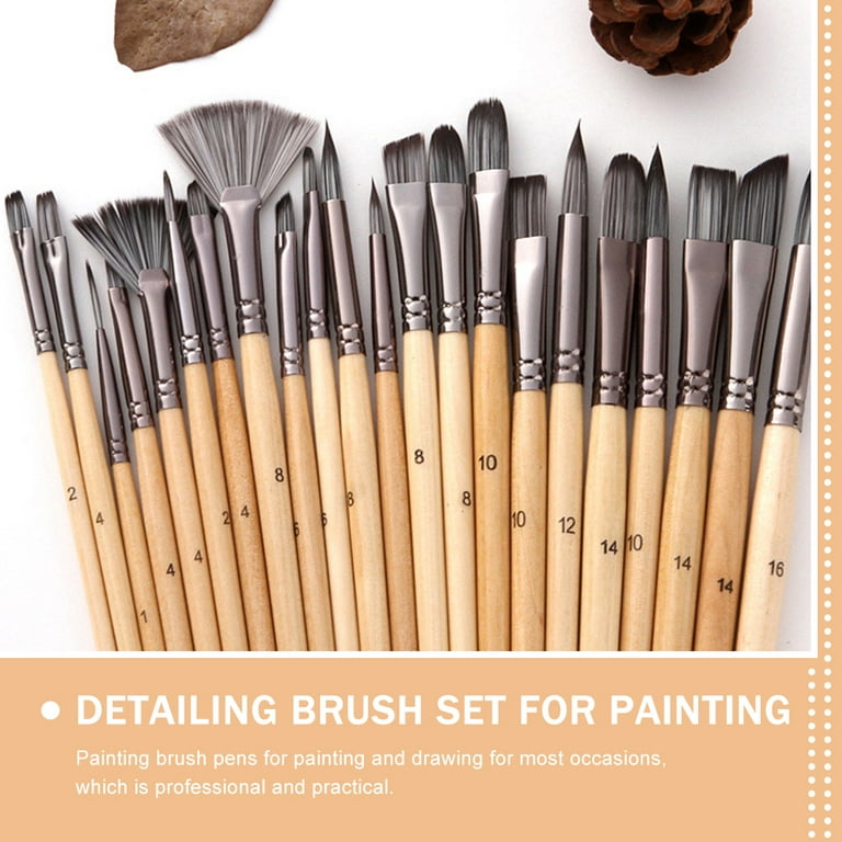 24Pcs Artist Paint Brushes Paint Brush Set Nylon Hair Painting Brushes Oil  Painting Brushes