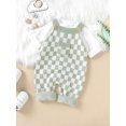thumbnail image 3 of Suealasg Toddler Girls Boys Suspender Overalls Pants 6M 12M 18M 24M Sleeveless Checkerboard Print Knitted One Piece Jumpsuit for Baby Boy Girl, 3 of 9