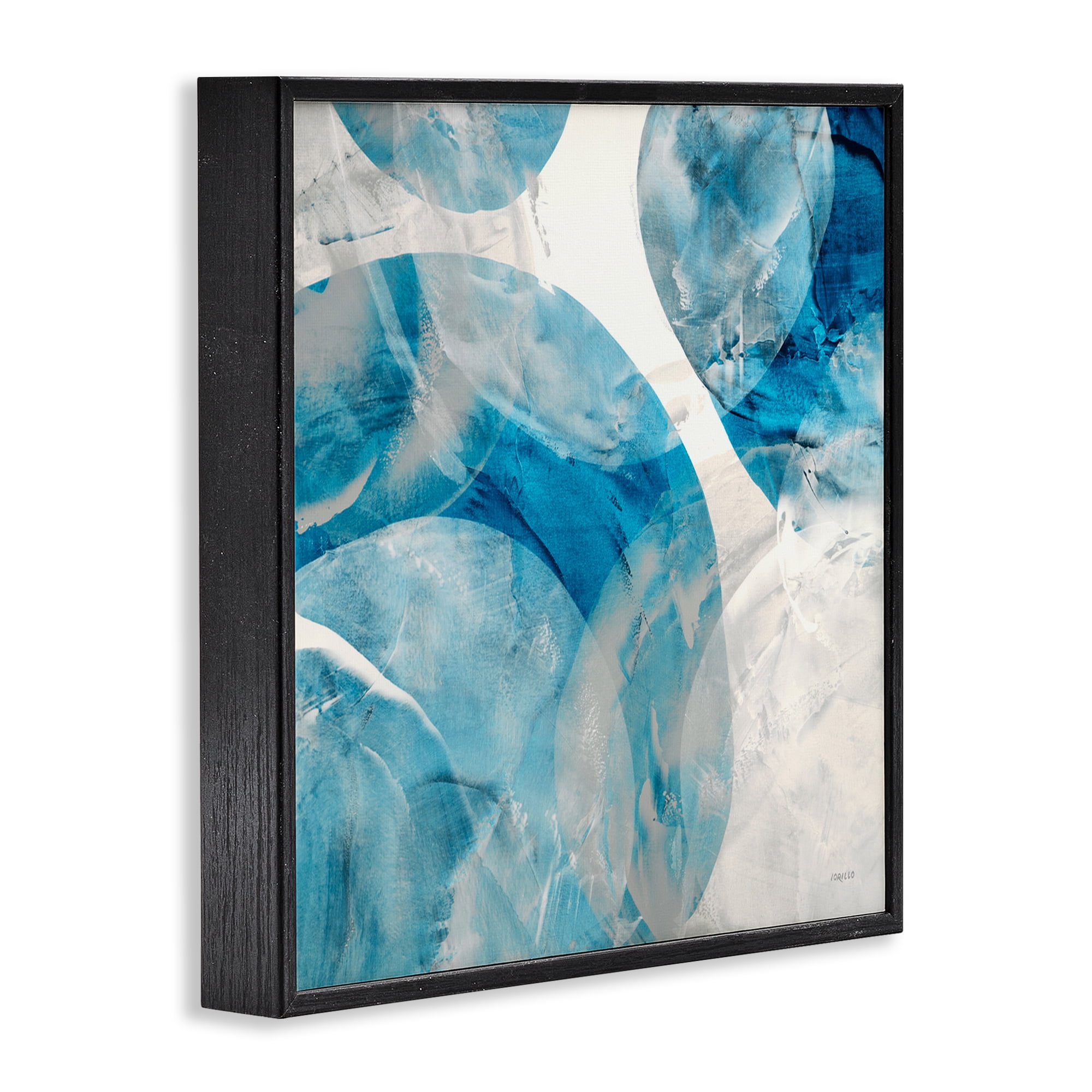 Stupell Industries Opaque Blue Spheres Abstract Painting Black Framed Art Print Wall Art, 17 x 17