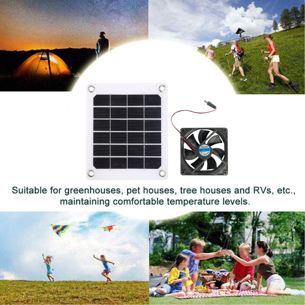 Solar Exhaust Fan 6 Inch Mini Ventilator Solar Panel Powered Fan Air Extractor for Dog Chicken House Greenhouse