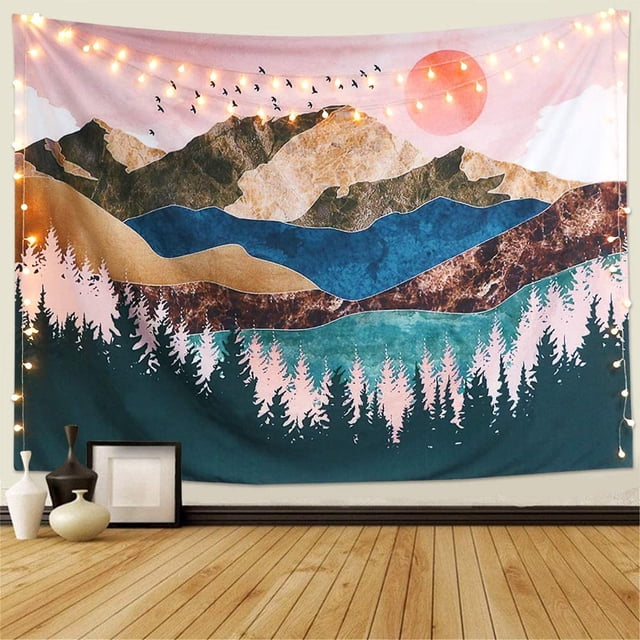 Para colgar en la pared, sol y luna, mandala indio, bohemio, hippie, manta, decoración de pared para dormitorio, sala de estar, toalla de playa (colorida, M/150cmx130cm)